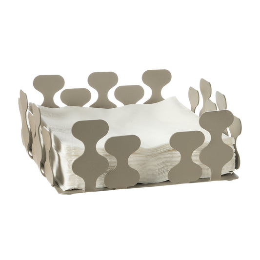 Porta tovaglioli Nori sabbia Arti&Mestieri con tovaglioli, vista tre quarti