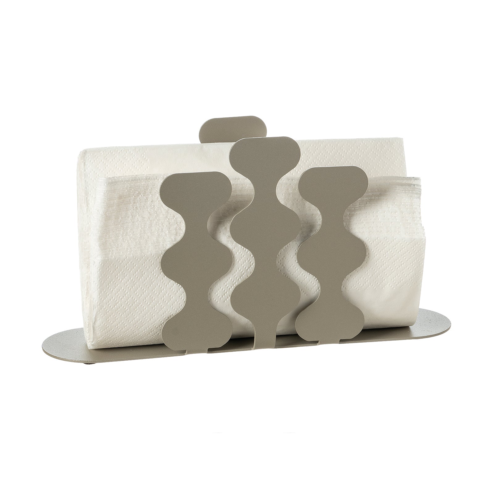 Porta tovaglioli Nori alto Arti&Mestieri sabbia con tovaglioli piegati a triangoli, vista tre quarti