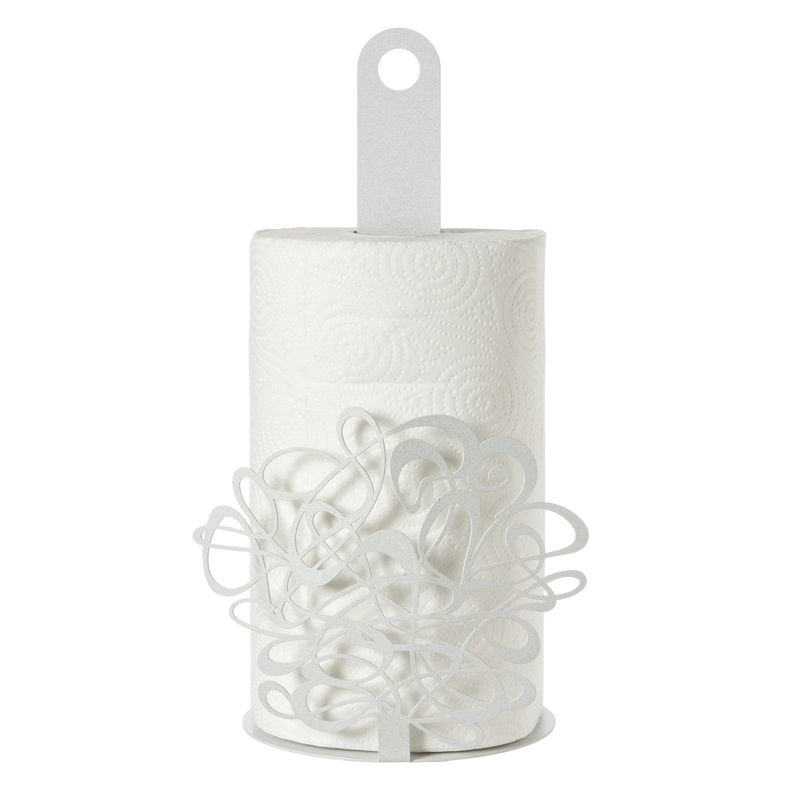 Porta rotolo da cucina Scarabocchio bianco marmo Arti&Mestieri con rotolo, vista frontale