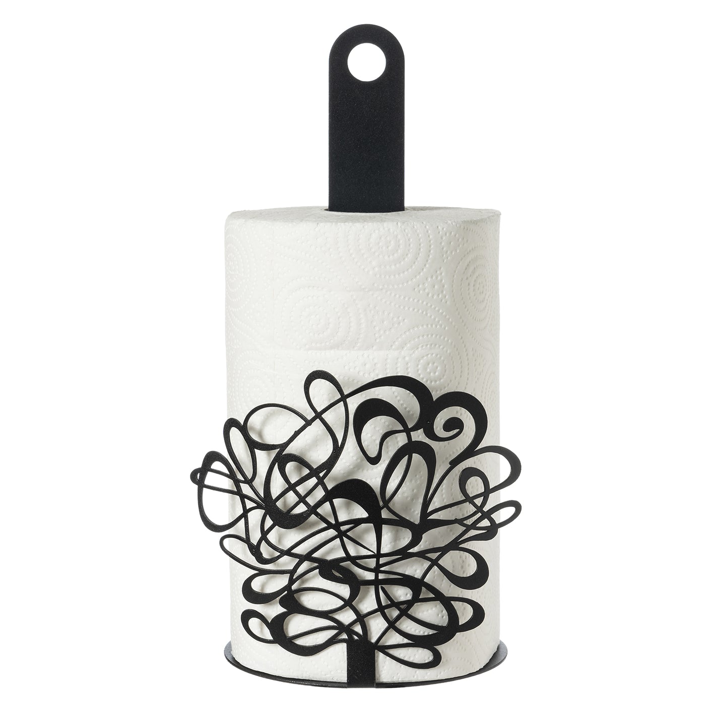 Porta rotolo da cucina Scarabocchio nero Arti&Mestieri con rotolo, vista frontale