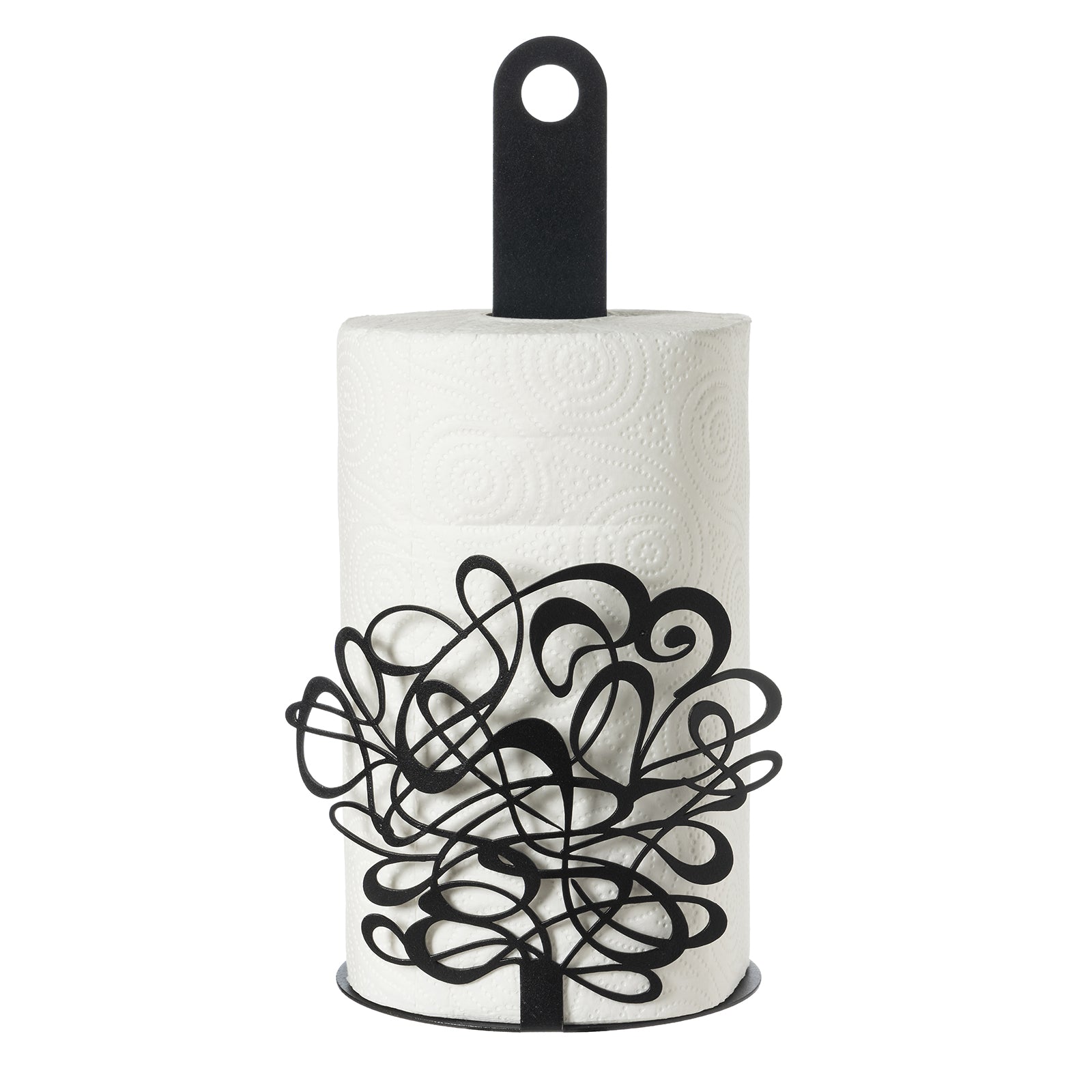 Porta rotolo da cucina Scarabocchio nero Arti&Mestieri con rotolo, vista frontale