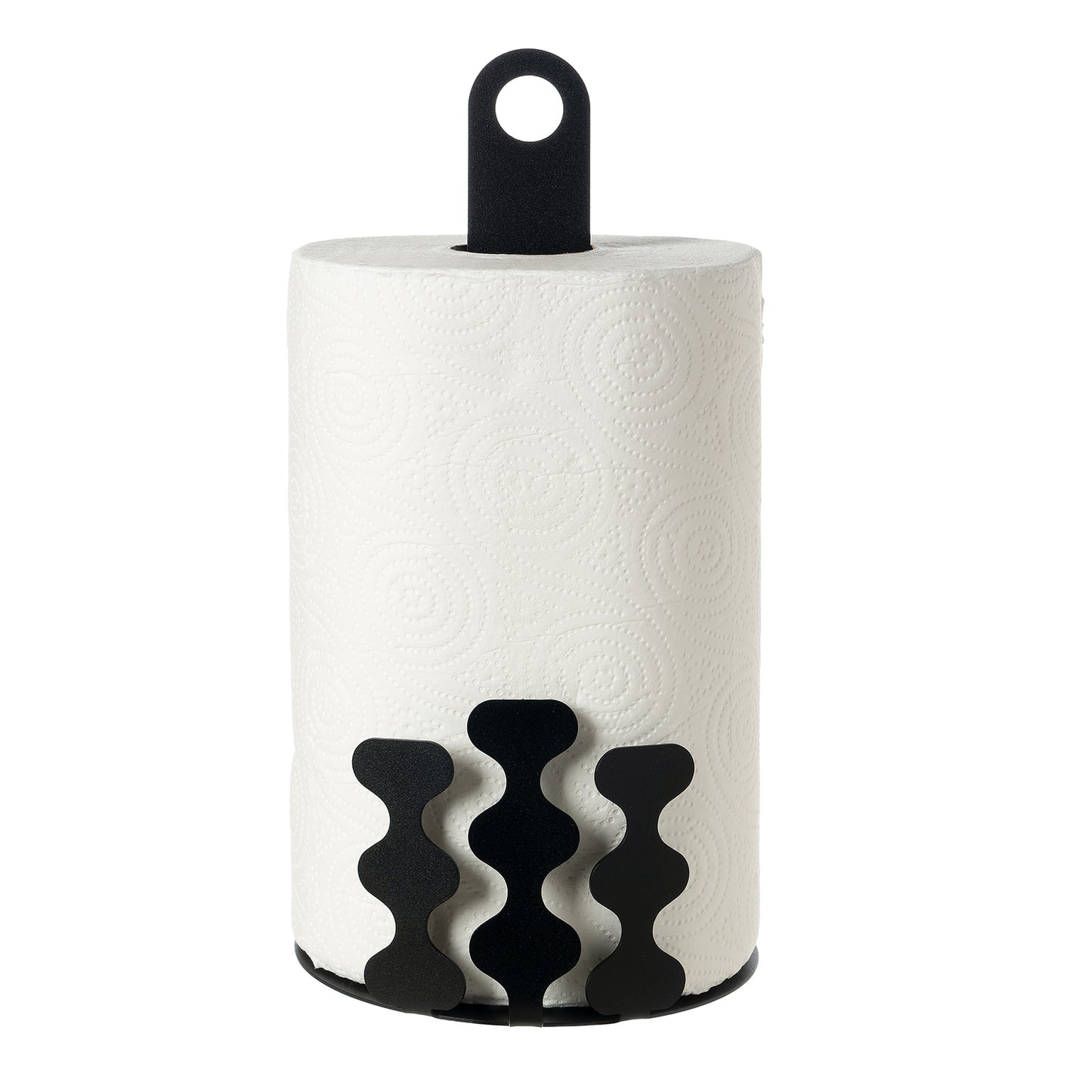 Porta rotolo da cucina Nori nero Arti&Mestieri con rotolo, vista frontale