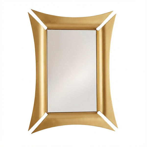 MOON MIRROR Specchio da bagno rettangolare con cornice in metallo dorato spazzolato, 55,9 x 76,2 cm, per montaggio a parete, specchio da bagno rettangolare inclinabile con angoli arrotondati, si