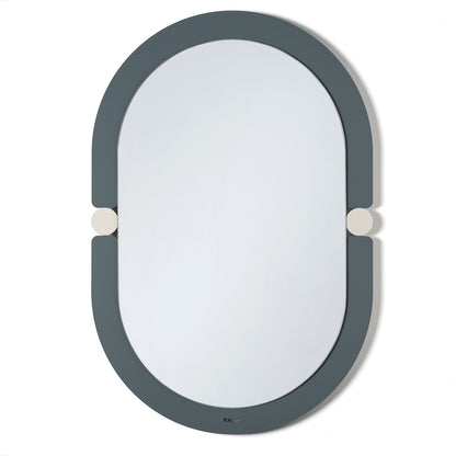 Specchio da parete di design moderno Alchimia ovale di colore petrolio/avorio