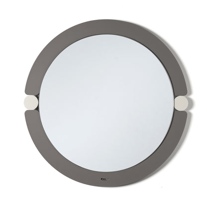Specchio da parete di design moderno Alchimia tondo di colore fango/avorio