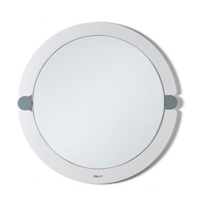 Specchio da parete di design moderno Alchimia tondo di colore bianco marmo/petrolio