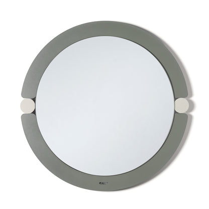 Specchio da parete di design moderno Alchimia tondo di colore giada/avorio