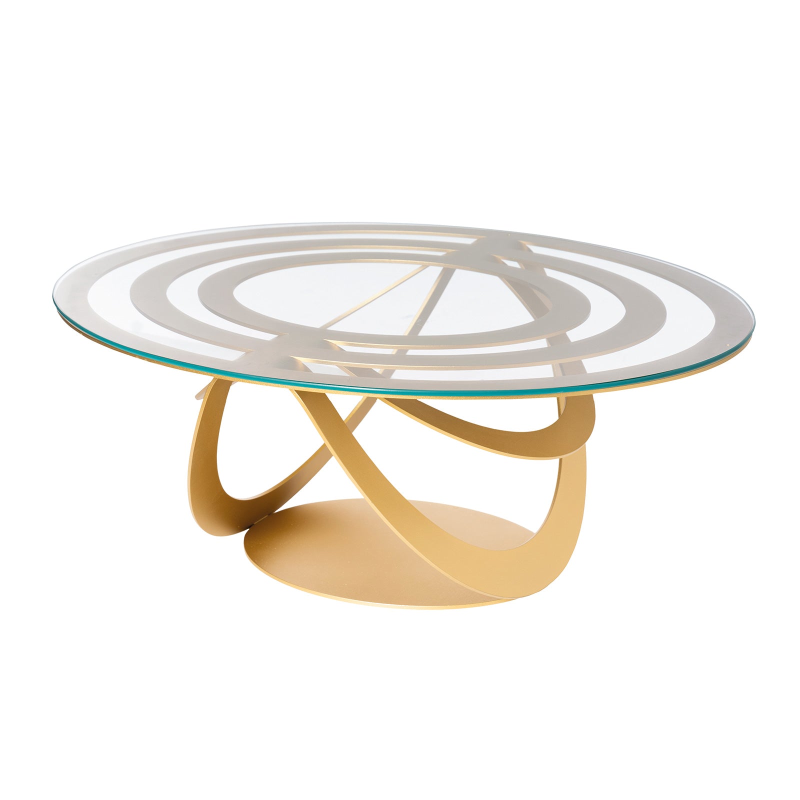 Oval iron and glass coffee table Optical