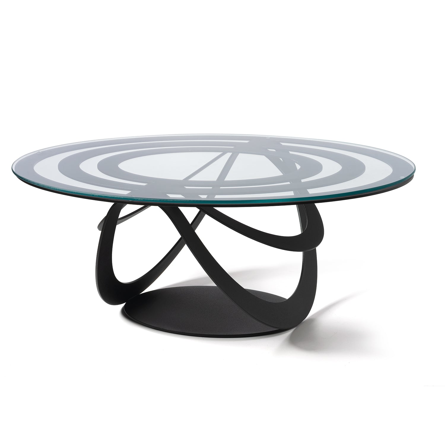 Oval iron and glass coffee table Optical