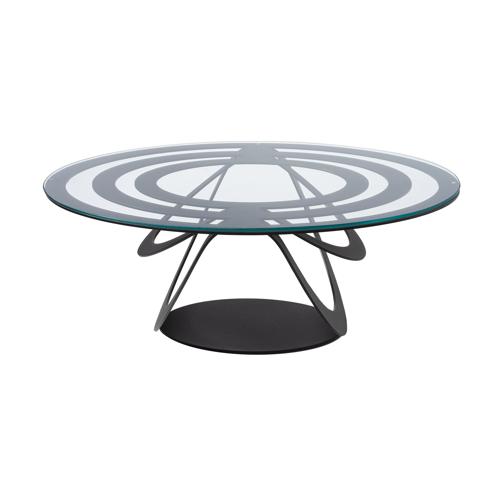Oval iron and glass coffee table Optical