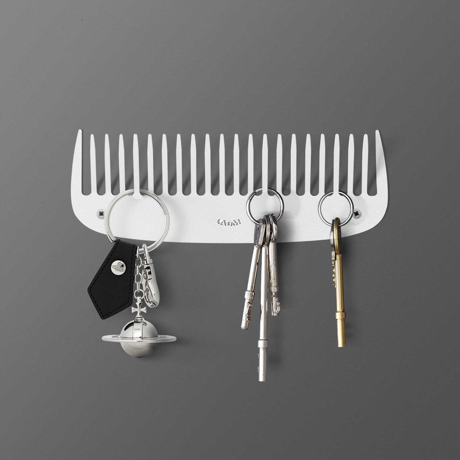 Nuovo porta chiavi a forma di pettine, colore bianco marmo