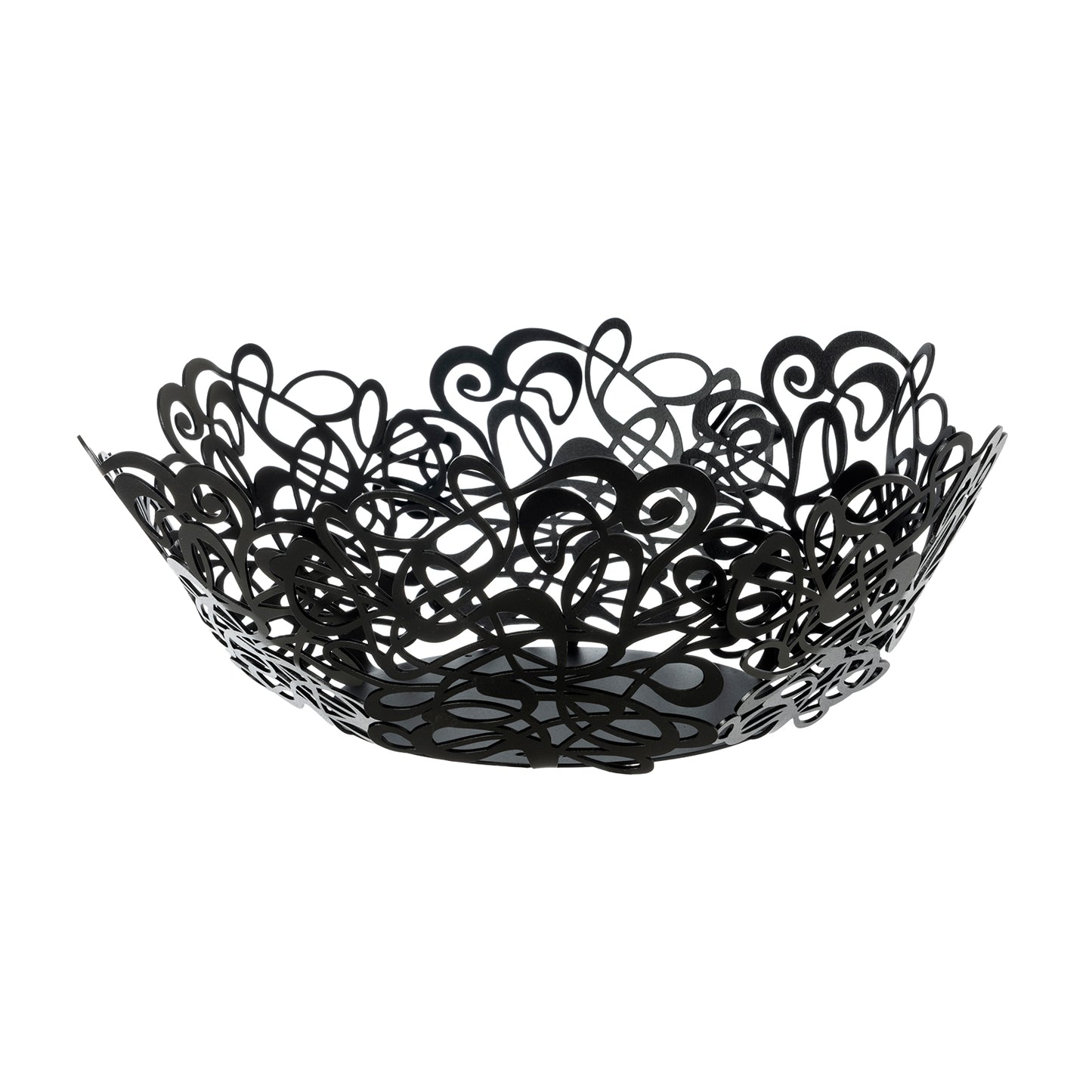 Fruttiera Scarabocchio Grande di Art&Mestieri in ferro color nero, vista tre quarti