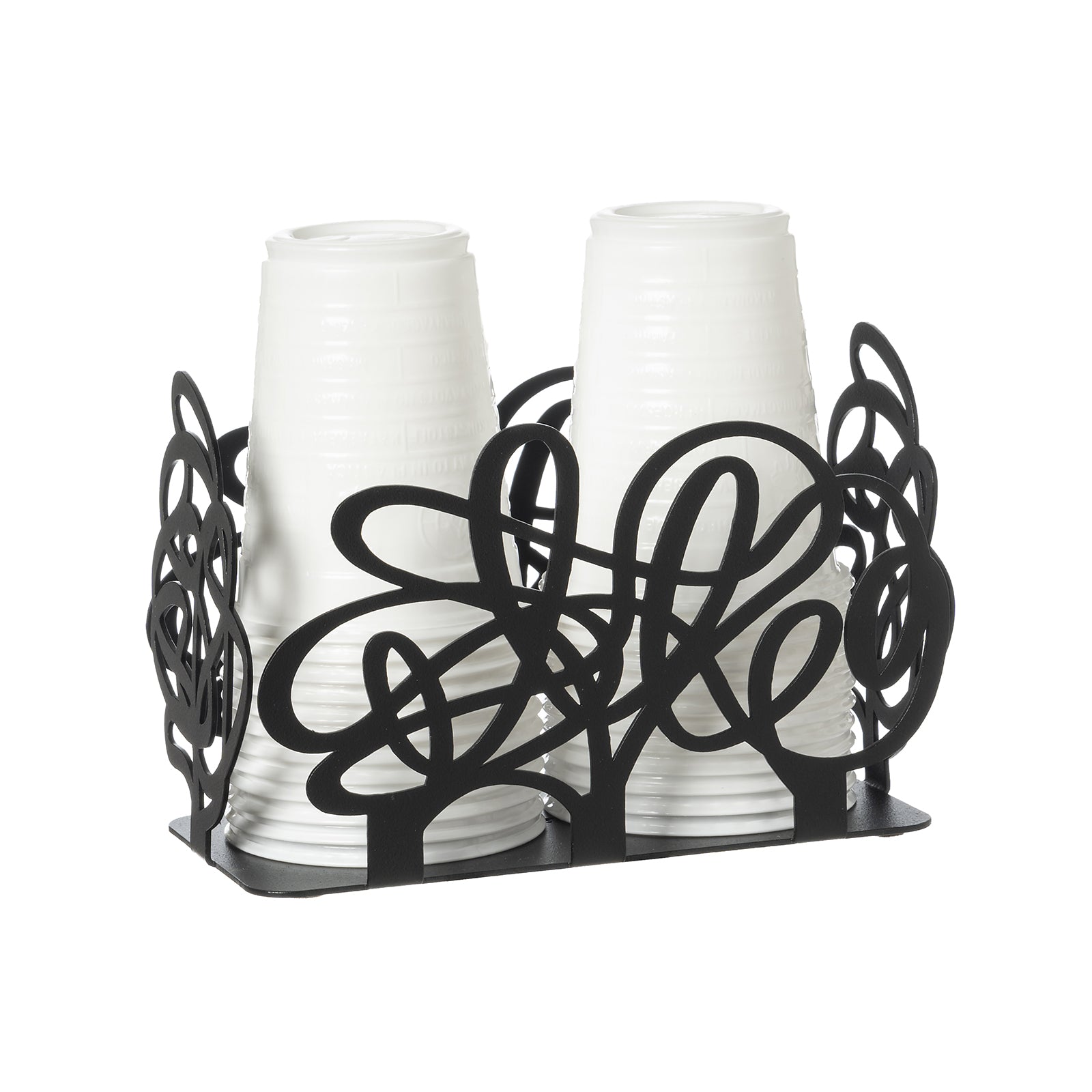 Porta bicchieri da cucina Scarabocchio nero Arti&Mestieri con bicchieri vista tre quarti