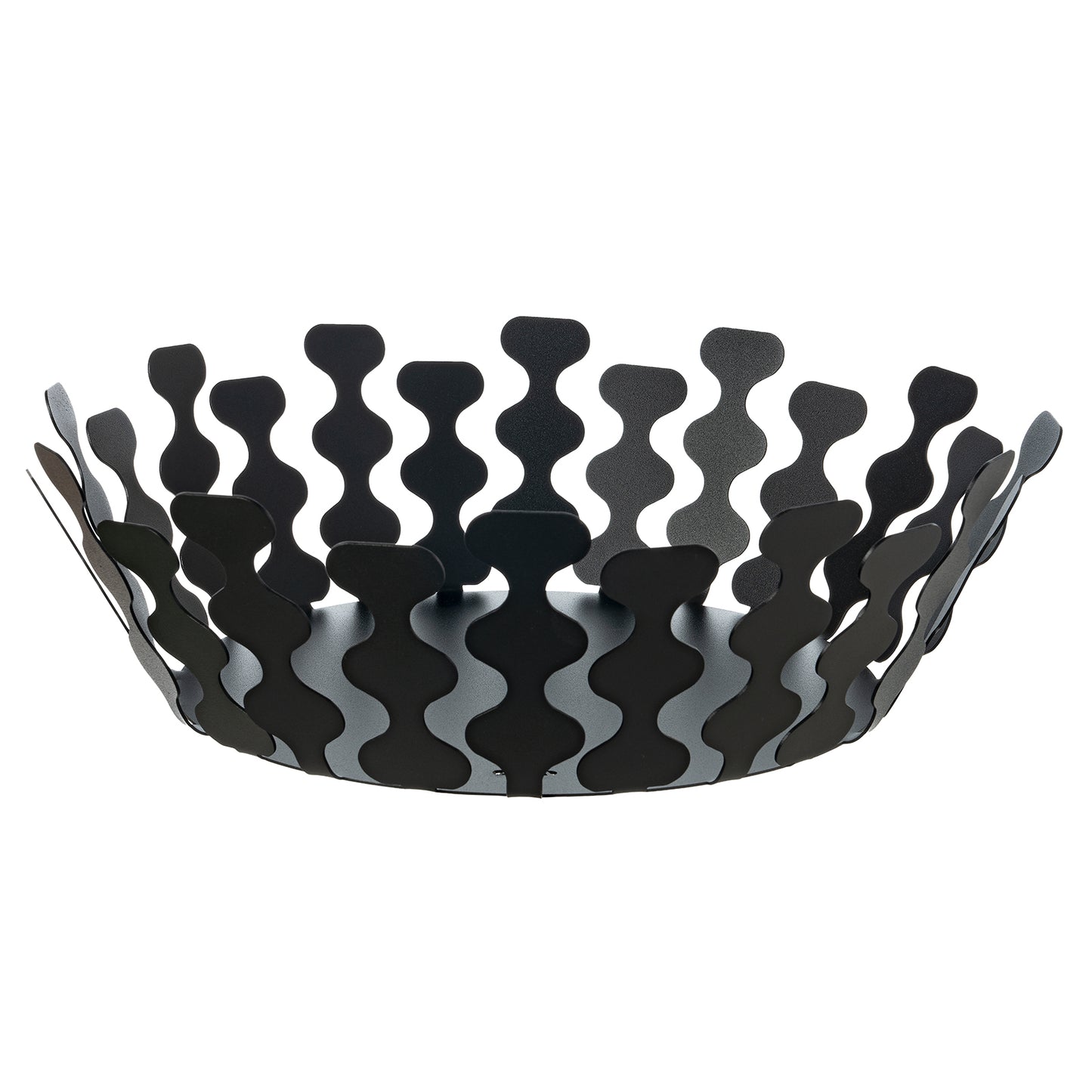 Fruttiera Nori Grande di Art&Mestieri in ferro color nero vuota, vista tre quarti