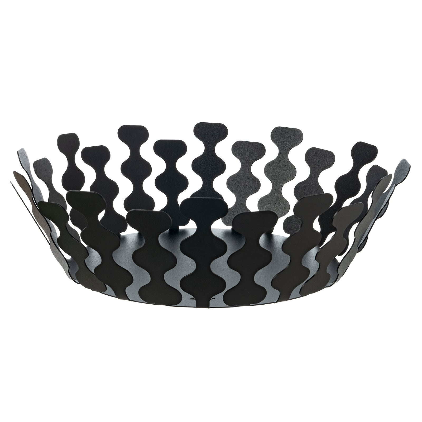 Fruttiera Nori Grande di Art&Mestieri in ferro color nero vuota, vista tre quarti