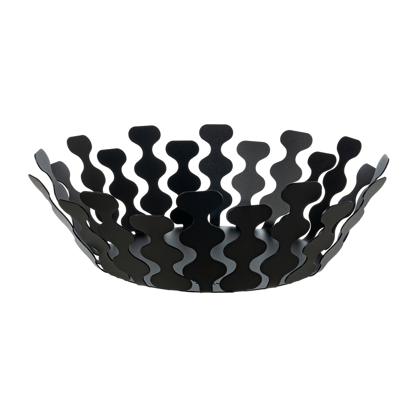 Fruttiera Nori Piccola di Art&Mestieri in ferro color nero vuota, vista tre quarti