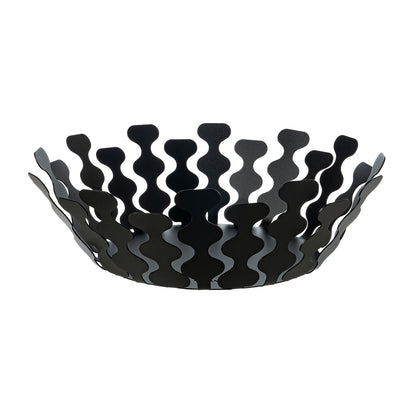 Fruttiera Nori Piccola di Art&Mestieri in ferro color nero vuota, vista tre quarti