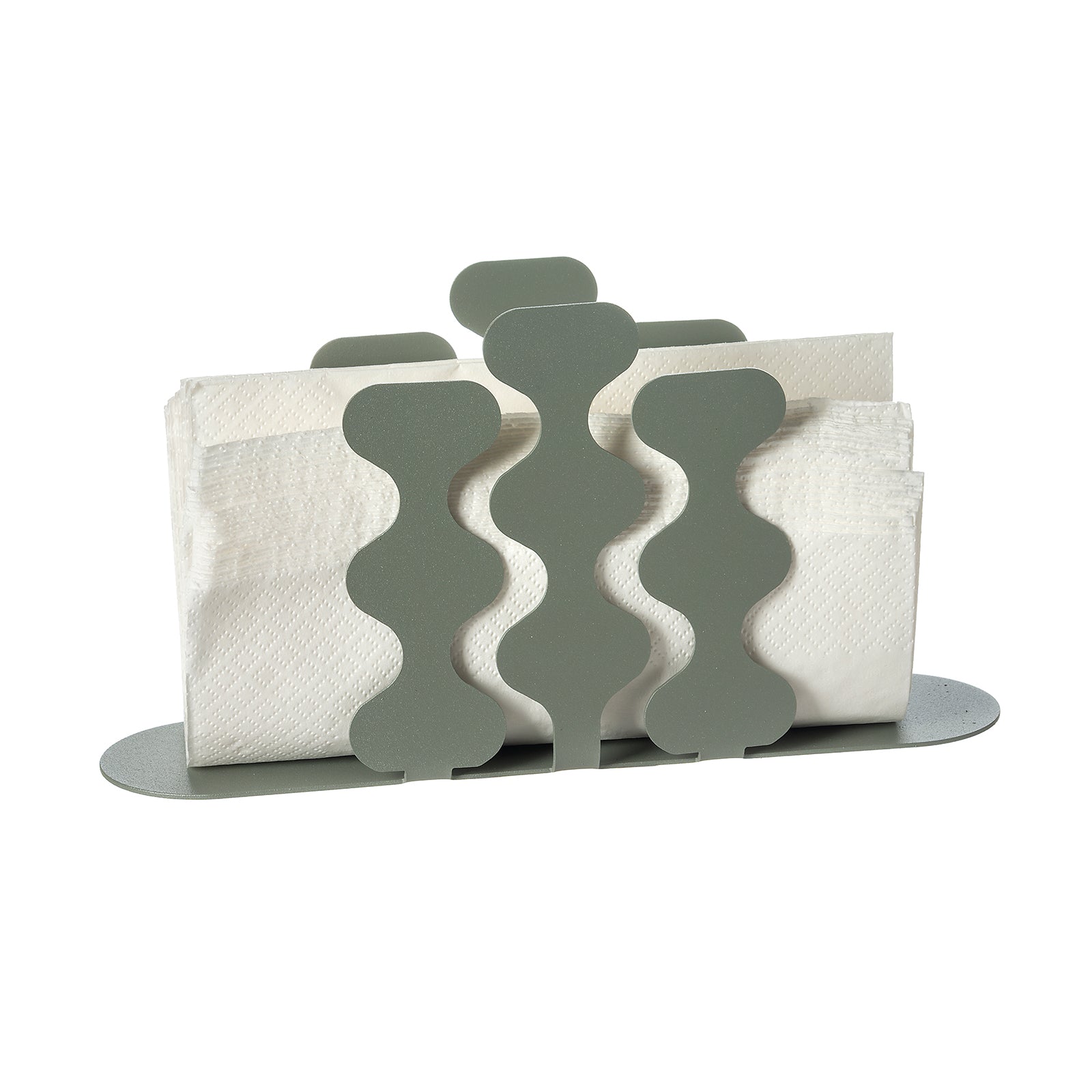 Porta tovaglioli Nori alto Arti&Mestieri giada con tovaglioli piegati a triangoli, vista tre quarti