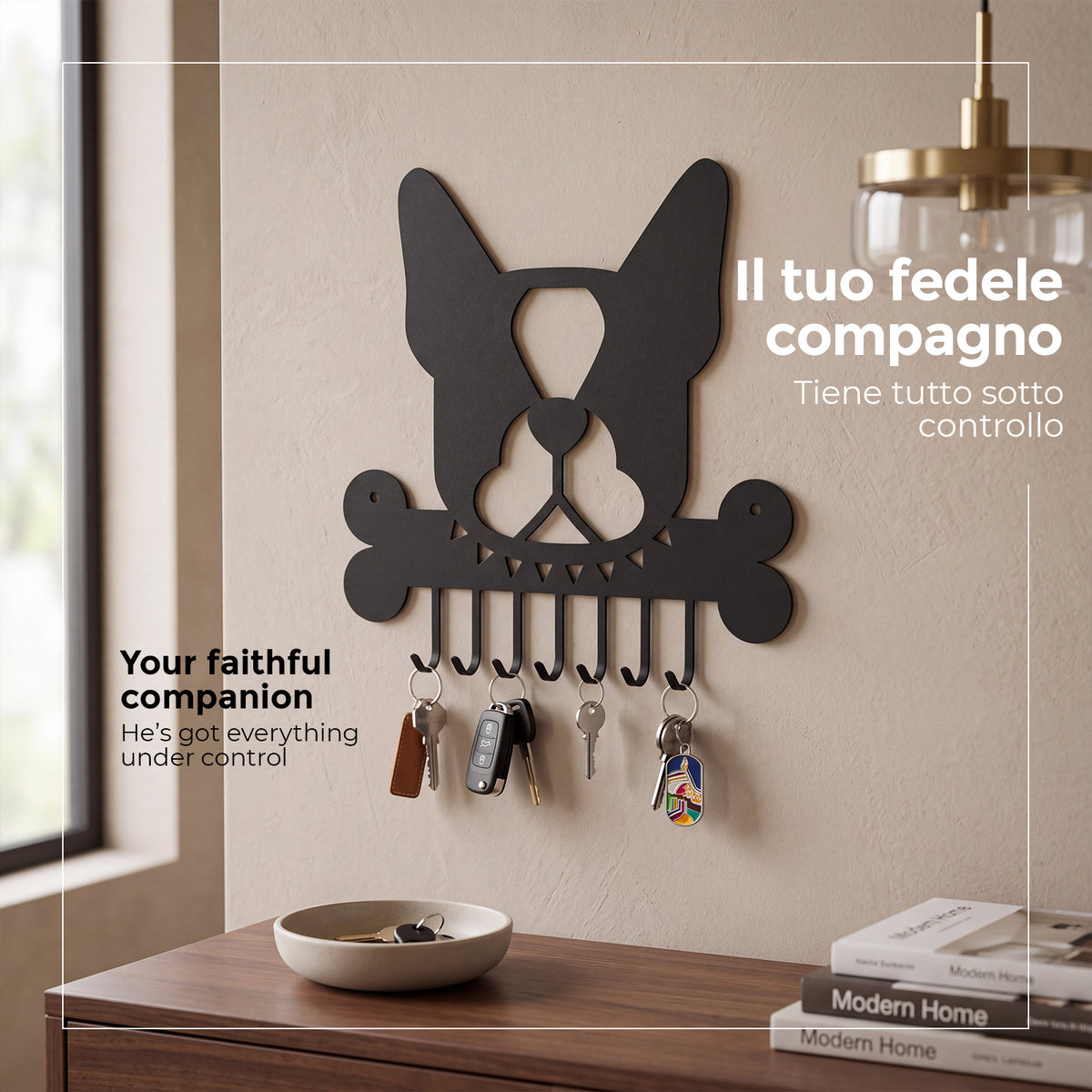 Foto ambientata del porta chiavi Buddy di Arti e Mestieri.