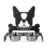Vista frontale del porta ciotole per cane Buddy finitura nero di Arti&Mestieri.