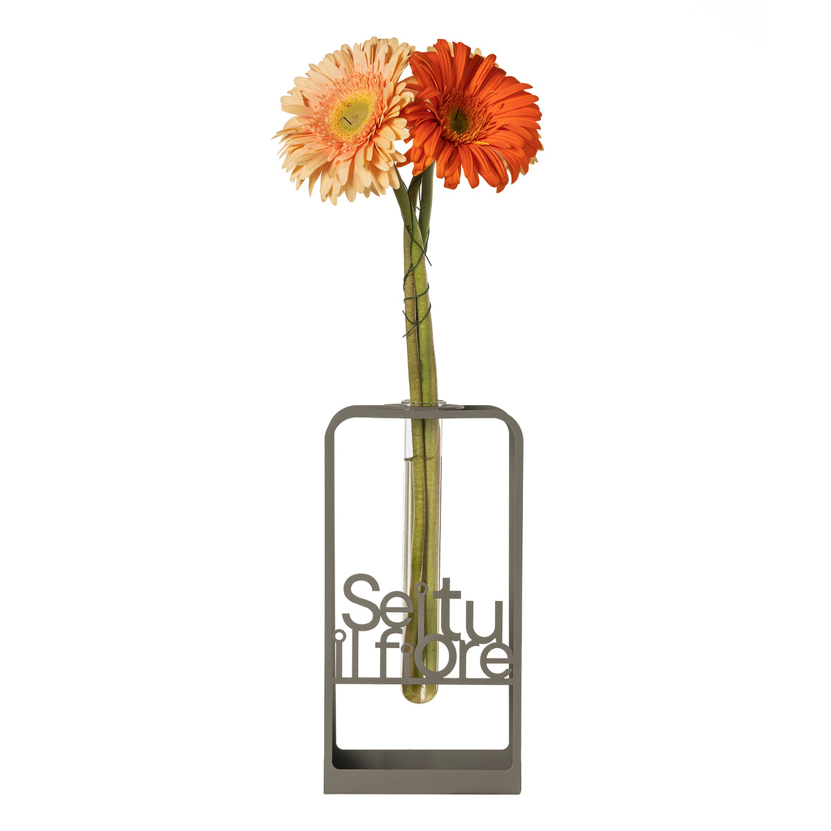 Vista frontale del vaso Sei tu il Fiore finitura fango di Arti e Mestieri.