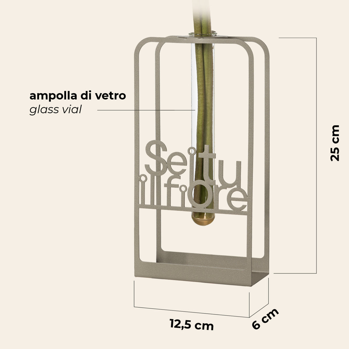 Dimensioni vaso Sei Tu Il Fiore. Disegno quotato.