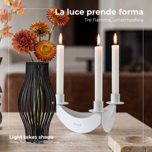 Foto ambientata su piano in marmo del candelabro Giocoliere di Arti e Mestieri.