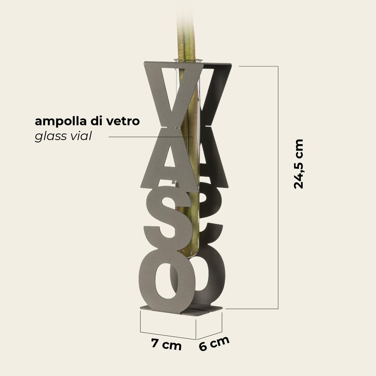 Dimensioni vaso Script. Disegno quotato.
