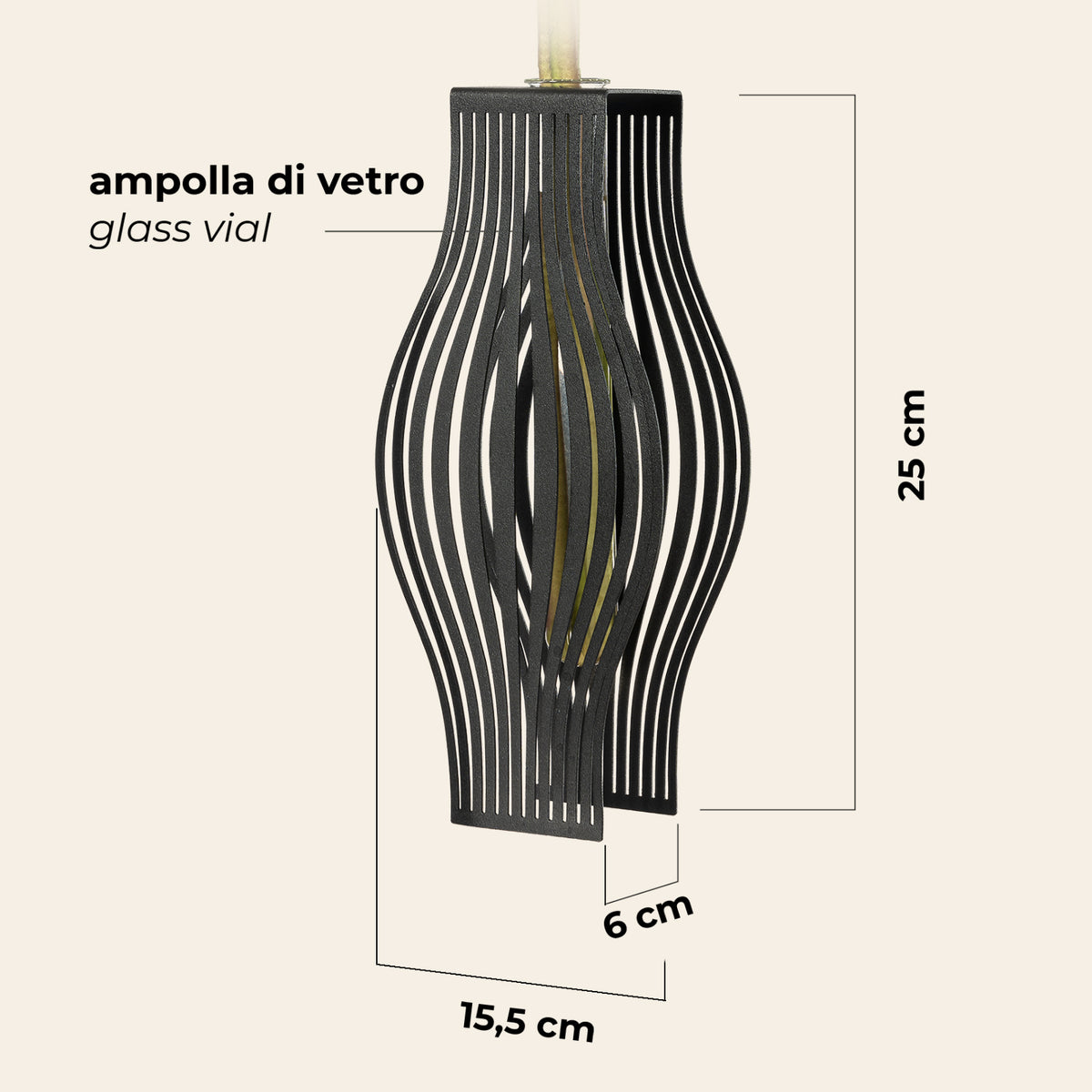 Dimensioni vaso Obaso. Disegno quotato.