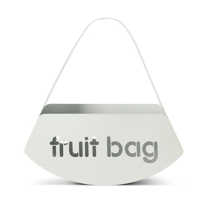 Vista di fronte del centro tavola Fruit Bag finitura bianco marmo di Arti e Mestieri.