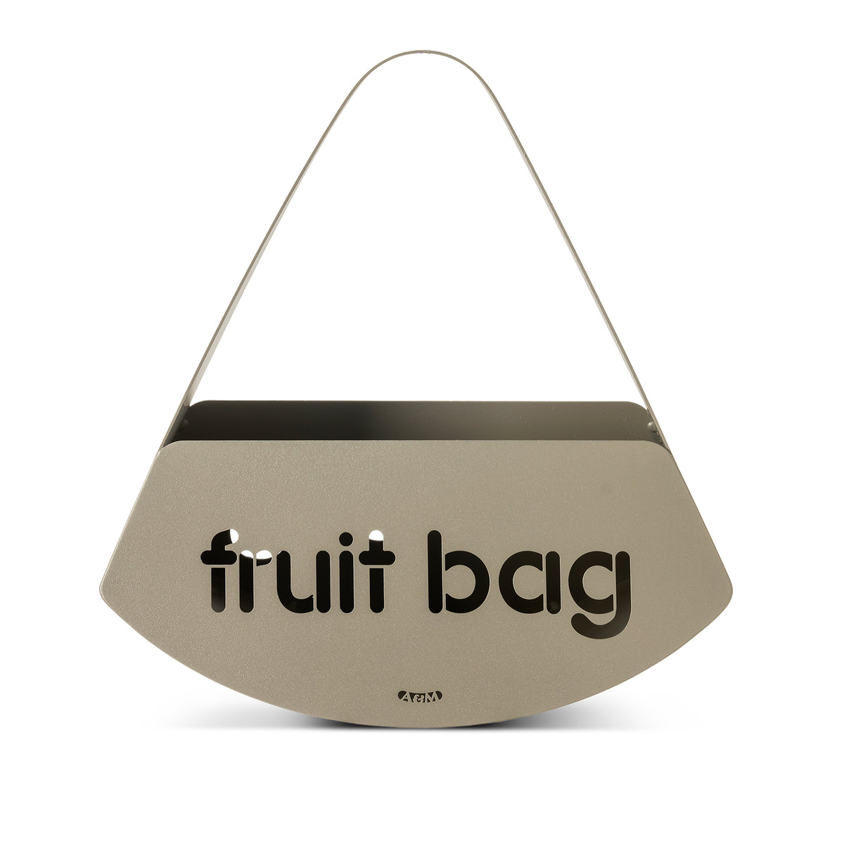 Vista di fronte del centro tavola Fruit Bag finitura fango di Arti e Mestieri.