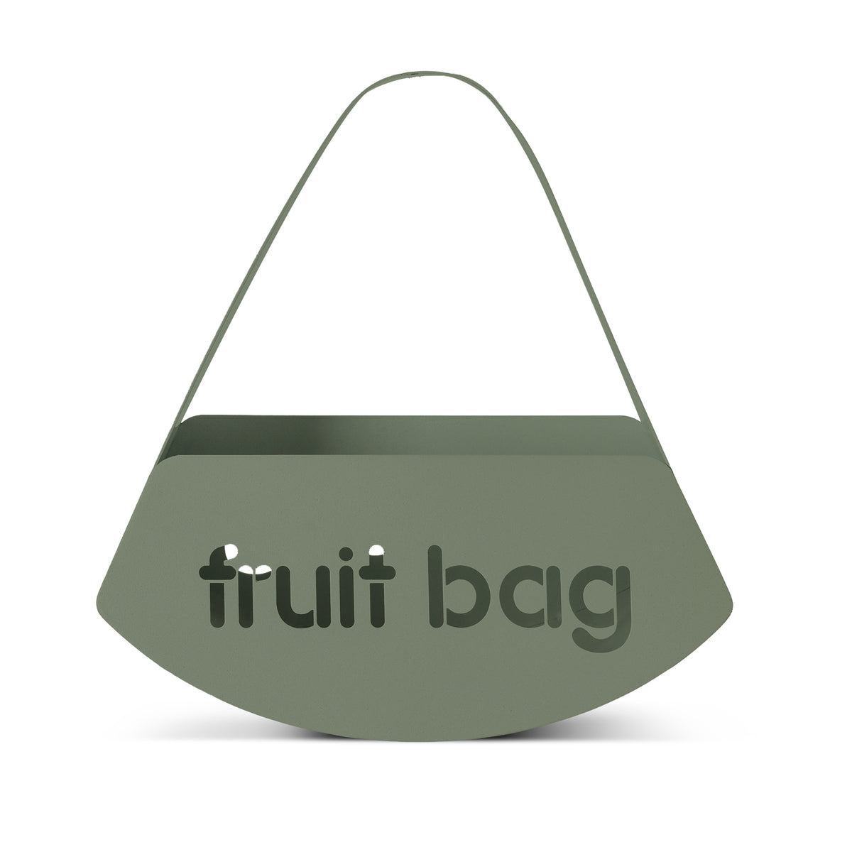 Vista di fronte del centro tavola Fruit Bag finitura giada di Arti e Mestieri.