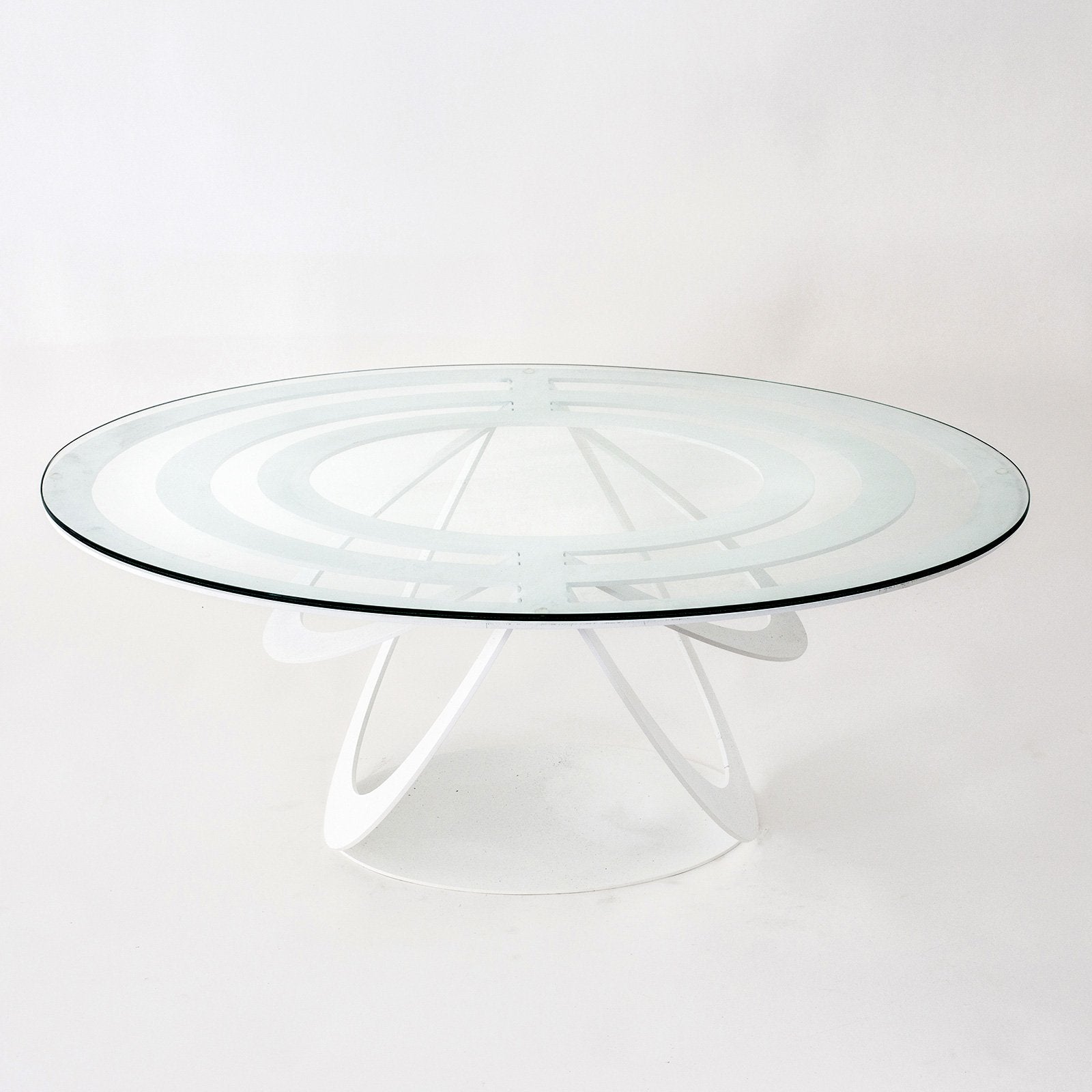 Oval iron and glass coffee table Optical