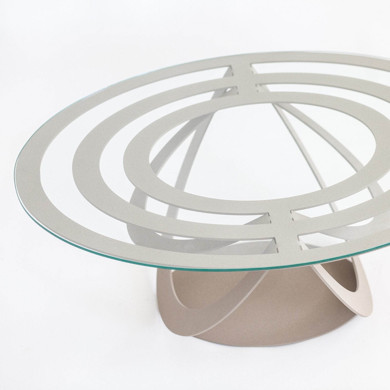 Oval iron and glass coffee table Optical