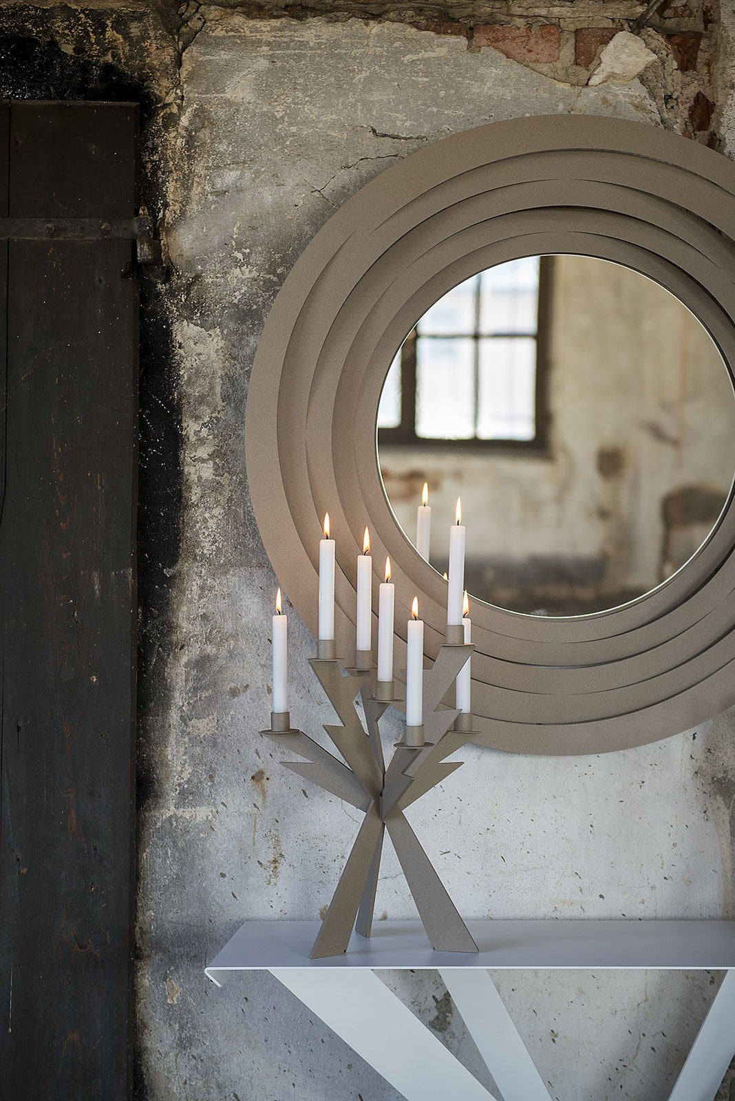 Specchio da parete grande Origami circolare