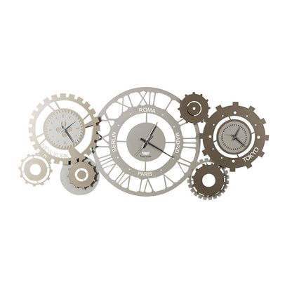 Horloge murale 3 fuseaux horaires Fuso Meccano