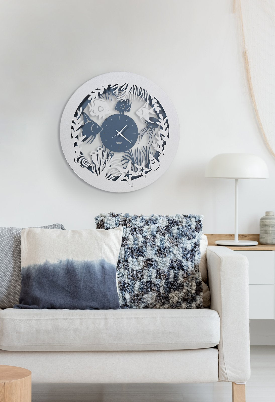 Design wall clock with little fish Neptune