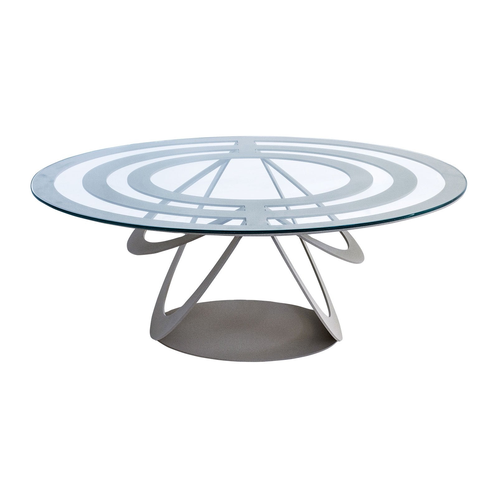 Oval iron and glass coffee table Optical