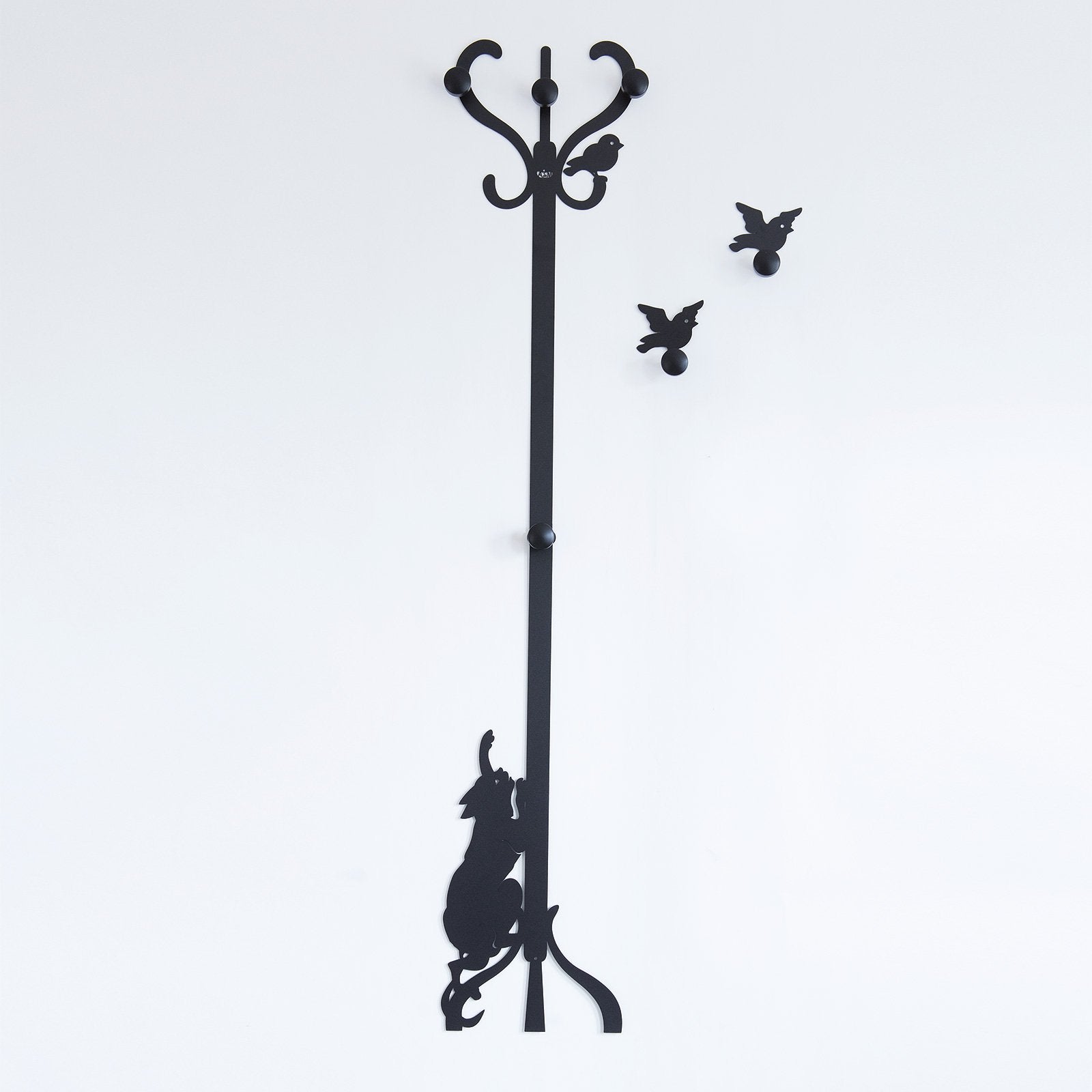 Handcrafted wrought-iron coat rack Romeo and the Birds