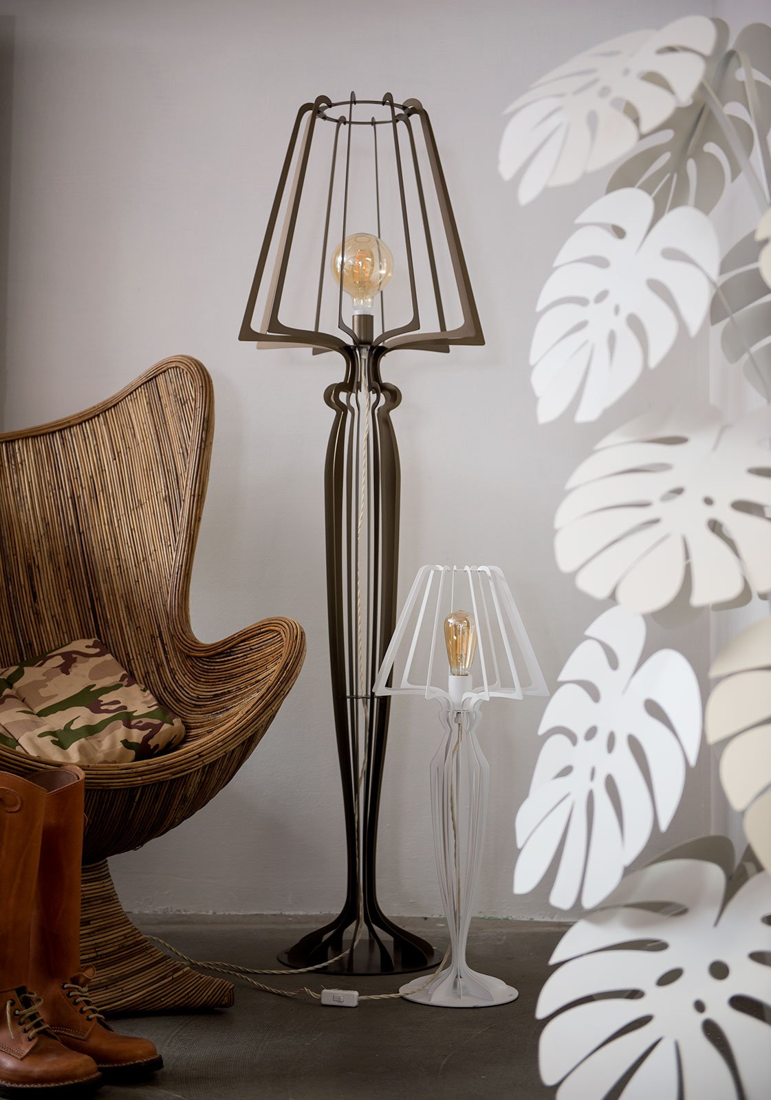 Lampada da terra moderna Monstera grande